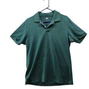 Uniqlo Dry Pique Polo Shirt‎ Mens L Forest Green Cotton-Poly Short Sleeve